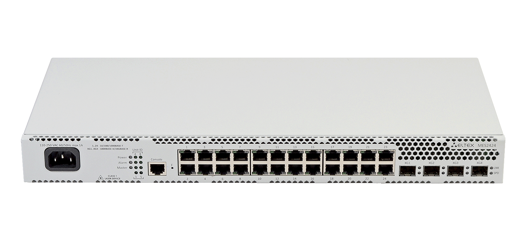 Ethernet-коммутатор MES2424, 24x1G RJ45 + 4x1G/10G SFP+, L3, 48V DC